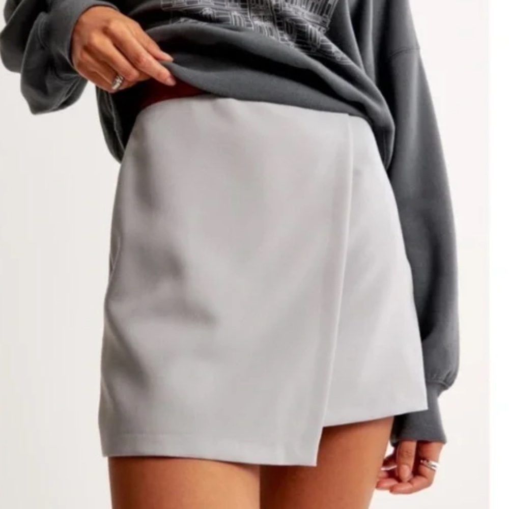 Abercrombie & Fitch Scarlett Faux Wrap Mini Skort Grey